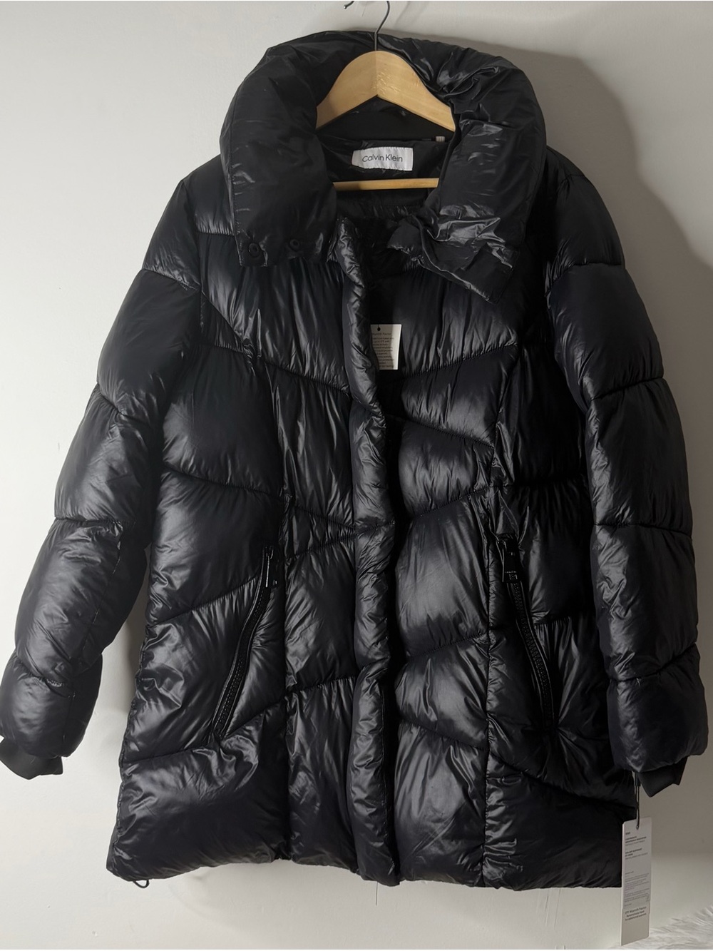 Calvin Klein Black High-Collar Quilted Puffer Jacket